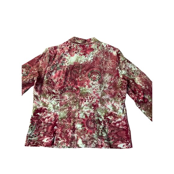 Christopher & Banks Jacket Womens M Red Multi Corduroy Zip Front Embroidered - Picture 4 of 16